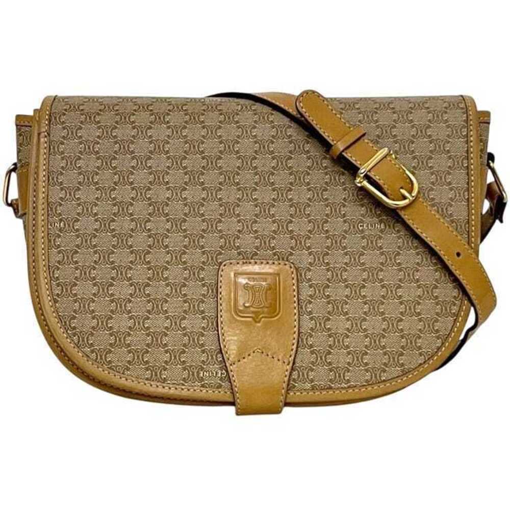 Celine shoulder bag beige Macadam leather flap crossbody gusset snap button